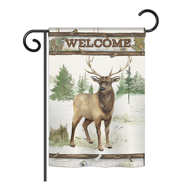 « welcome cerf », « welcome », impression en polyester de 2 côtés 18,5 x 13 po drapeau de jardin