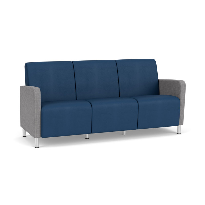 Fauteuil de réception 3 places Ravenna, Acier brossé, Chambray gris / Patriot Plus Blue Ridge