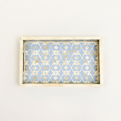Floral Bone Inlay Serving Tray