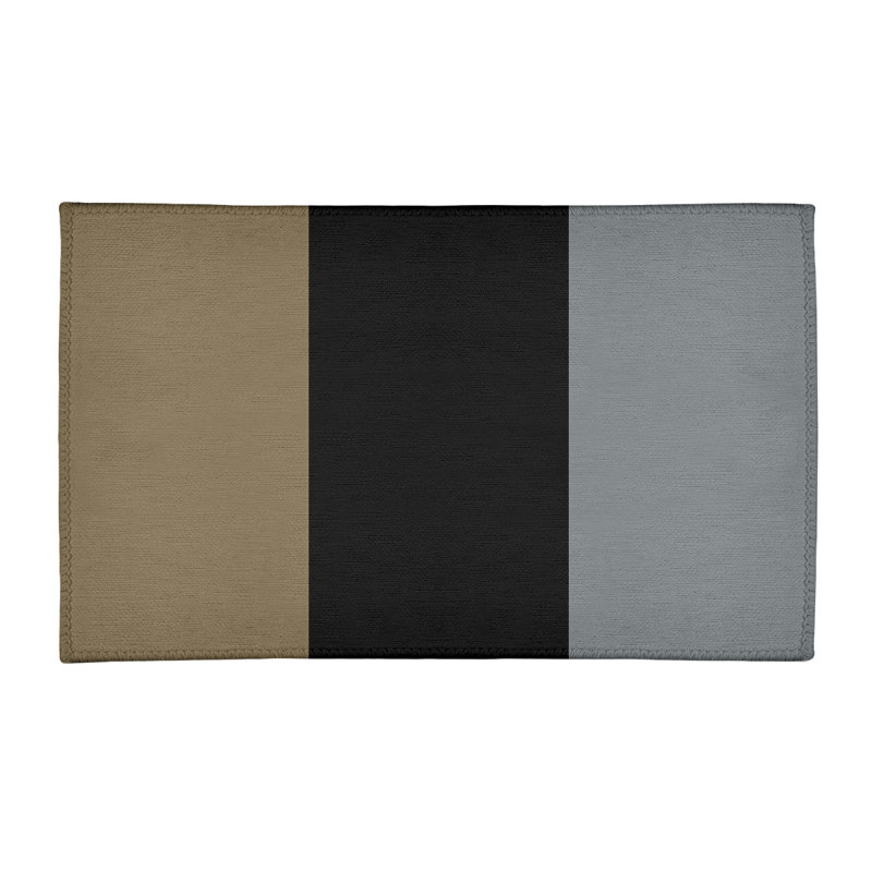 Tapis noir à rayures de hockey national, Rectangle 2 pi x 3 pi