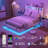 Komor Upholstered Storage Bed with Charging Station and LED Lights-1090827078-1090827077