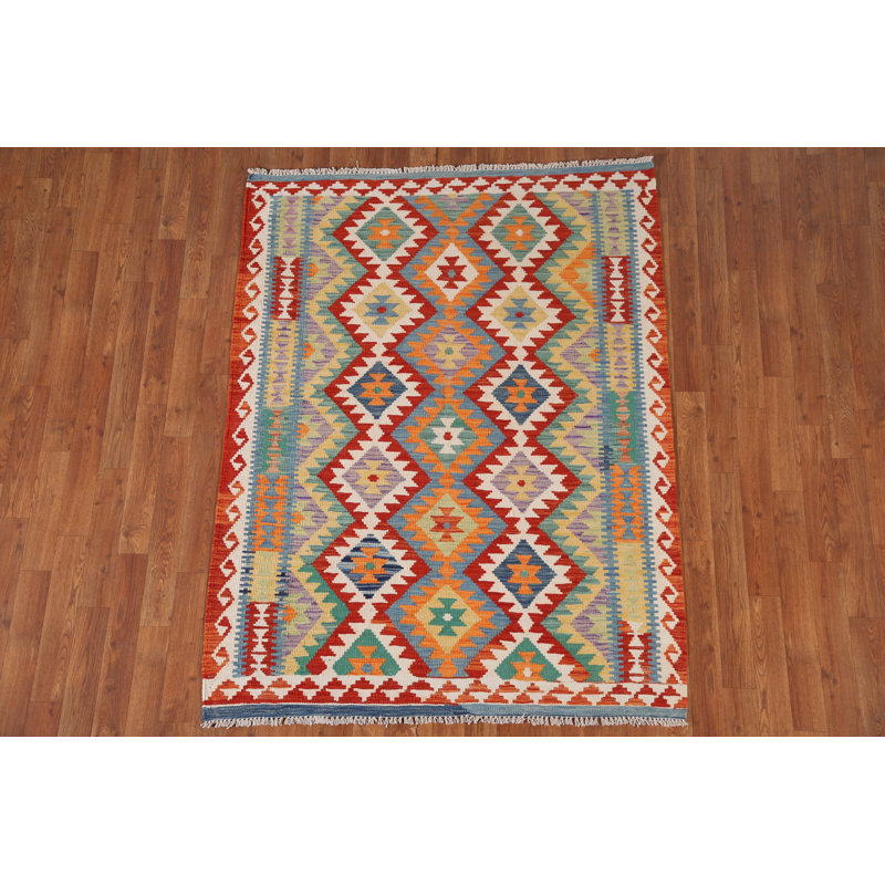 Multolor Kilim Reversible Wool Rug 4x6
