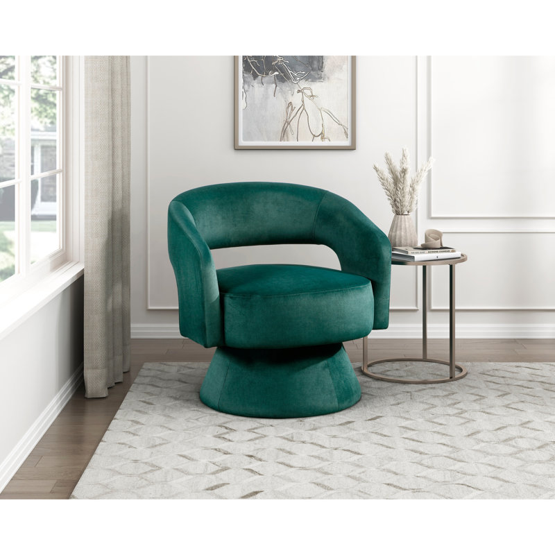 Chaise d'appoint Luxury Home, velours, meubles de construction pivotants en bois massif, base, Vert