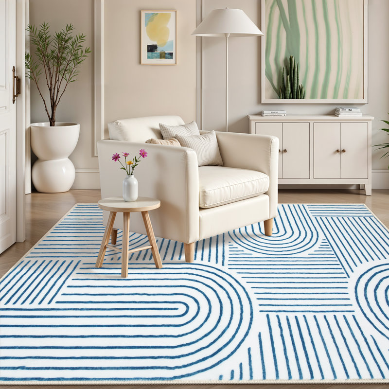 Abstract Washable Area Rug Soft Bedroom Rug for Living Room Ultra-Thin Non Slip Office Carpet, Rectangle 4' x 6'
