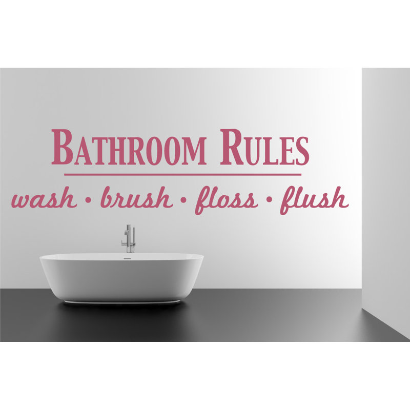Décalcomanie murale règles de salle de bain, Rouge à lèvres, H 9 po x l 36 po x P 0,01 po
