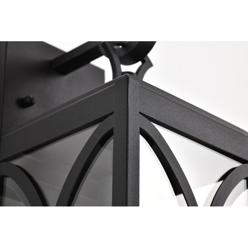 Esmeray - 1 Light Medium Wall Lantern - Matte Black with Clear Glass, 17" H x 6" W x 7.38" D