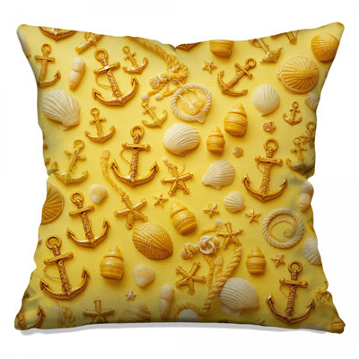 Coussins décoratifs à motif de coquillages jaunes