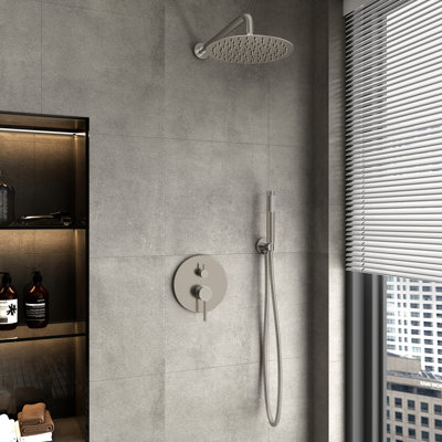 10 Inch Round Wall Mount Shower Faucet System Luxury Rainfall Shower Head with Rough-in Valve