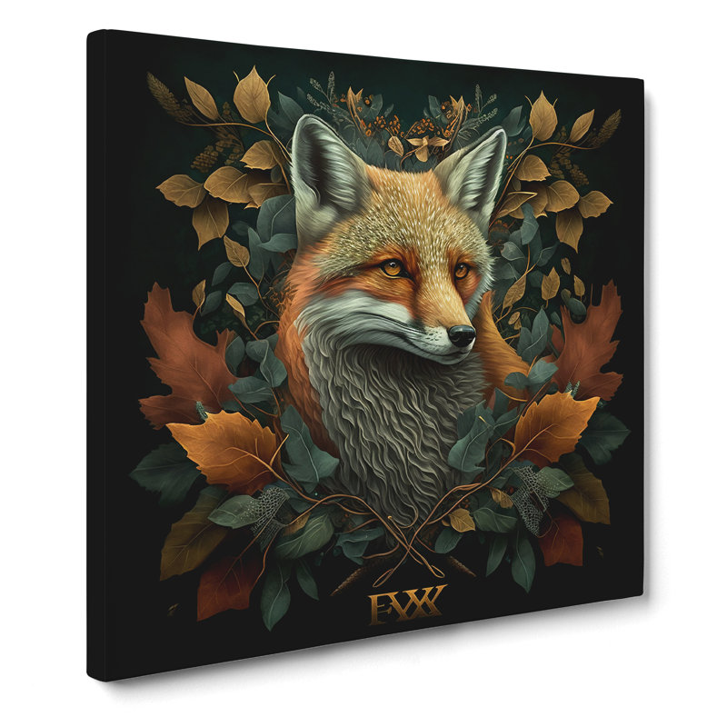 Fox Ornamental - No Frame Print, 35cm H x 35cm W x 3cm D