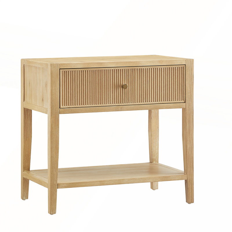 Table de chevet à 1 tiroir Fleur Natural avec rangement spacieux et design élégant pour un décor bord de mer ou scandinave