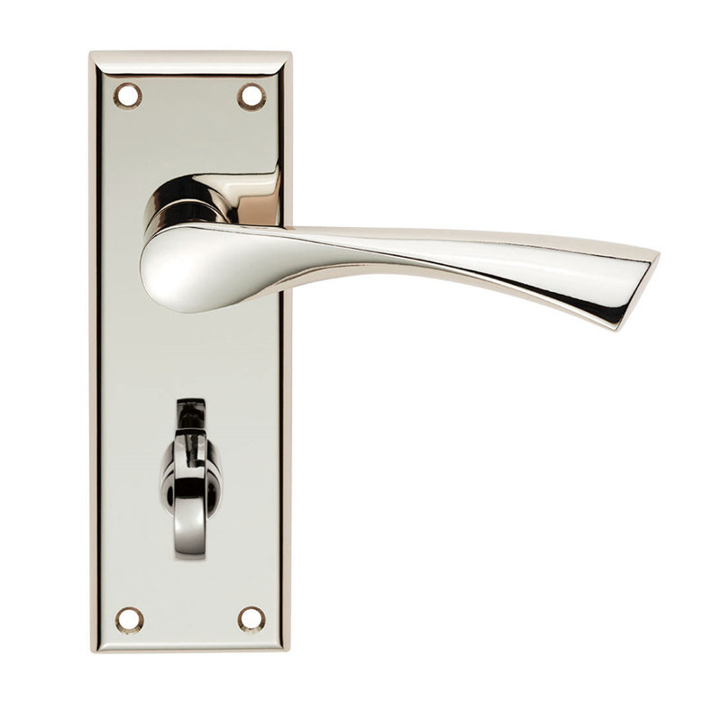 Venti Bathroom Door Handle, Polished Nickel