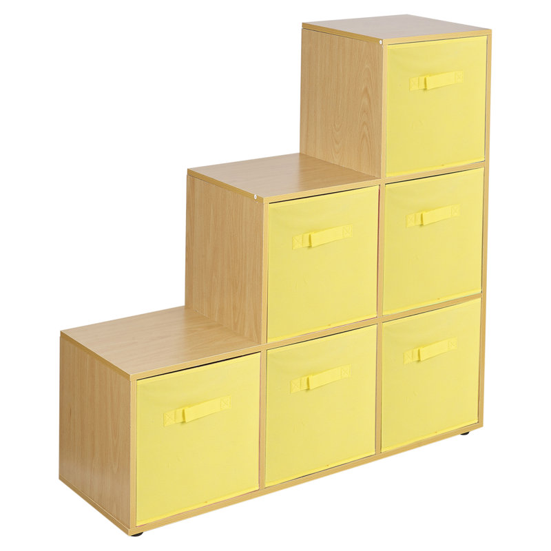 Joelle 90.5cm H x 89cm W Bookcase, Beech/Yellow