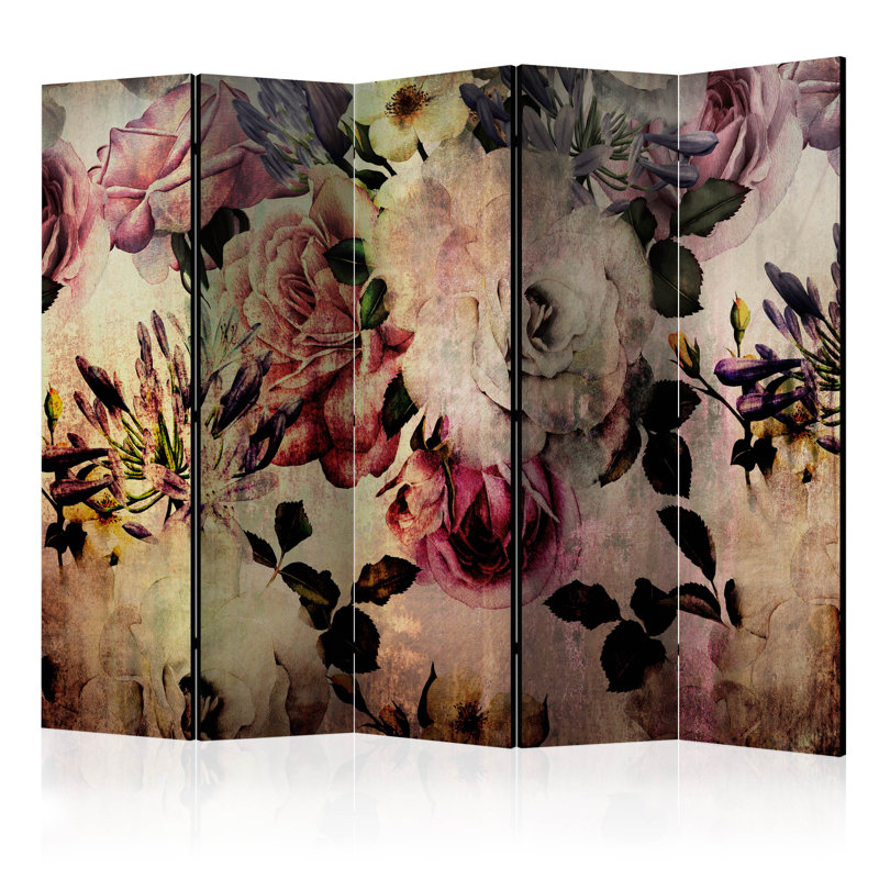 Gryffen 225cm W x 172cm H 5 - Panel Solid Wood Folding Room Divider