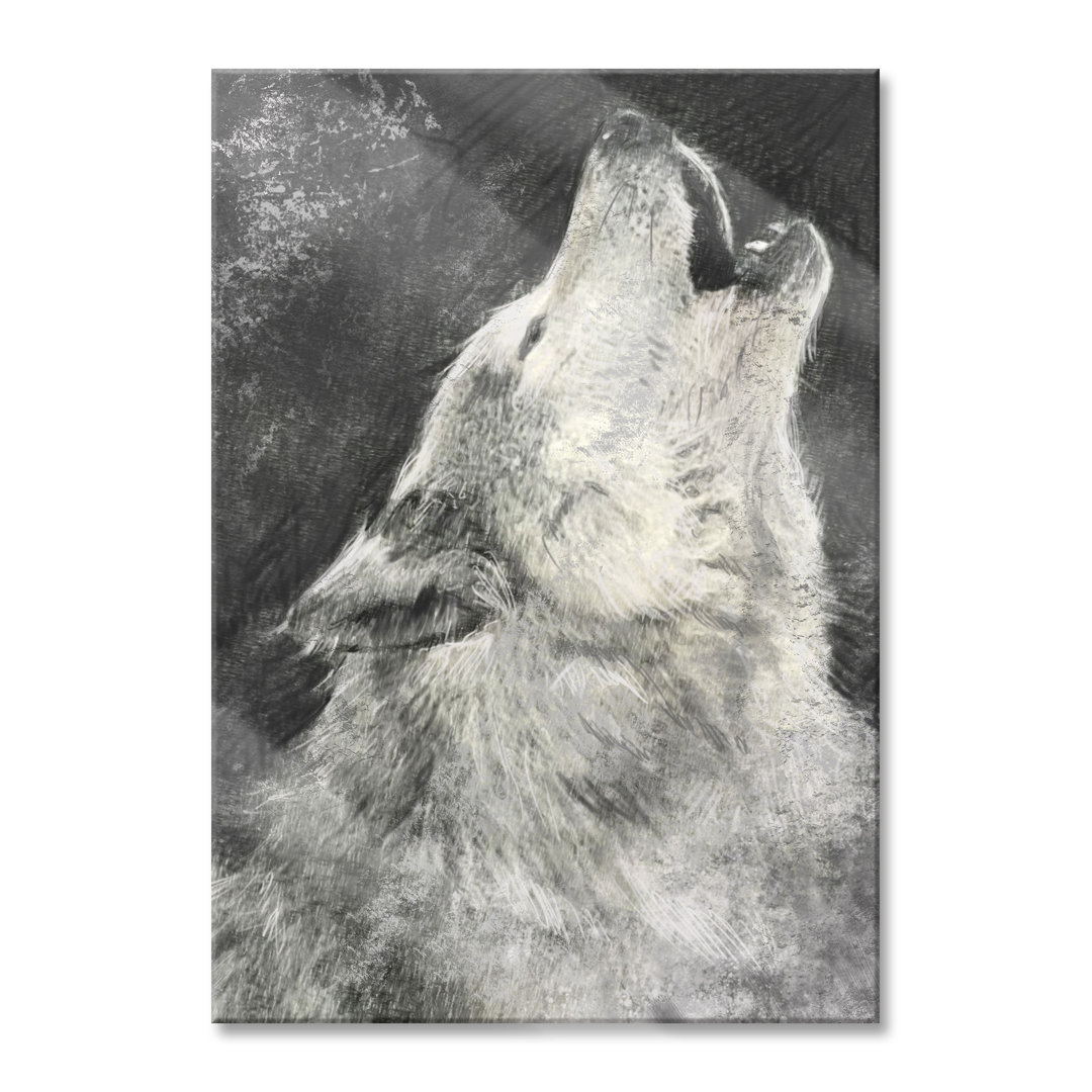 Glasbild Wolf Heulen