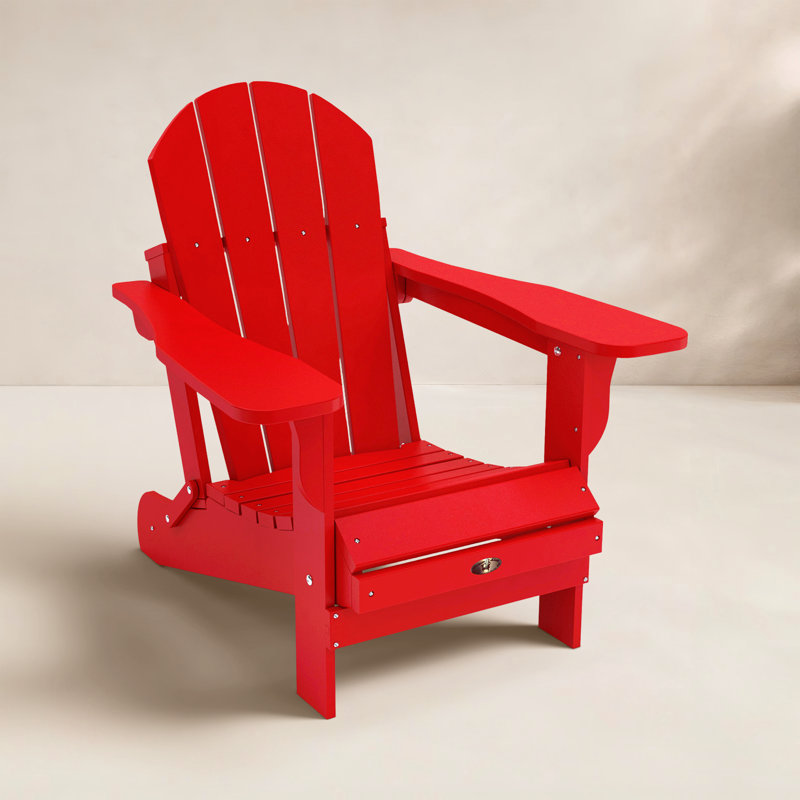 Berngar Foldable Outdoor Adirondack Chair, Red
