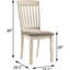 2 chaises d'appoint rembourrées brun clair avec des pieds crème et un dossier à lattes en bois - Confortable pour les repas en distinguant 2 coussins rembourrés en mousse de conception classique