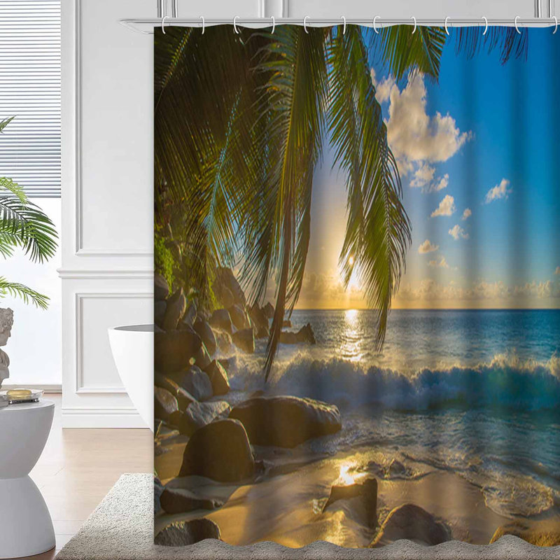 Rideau de douche Bright Sunset Sandy, L 72 po x l 84 po