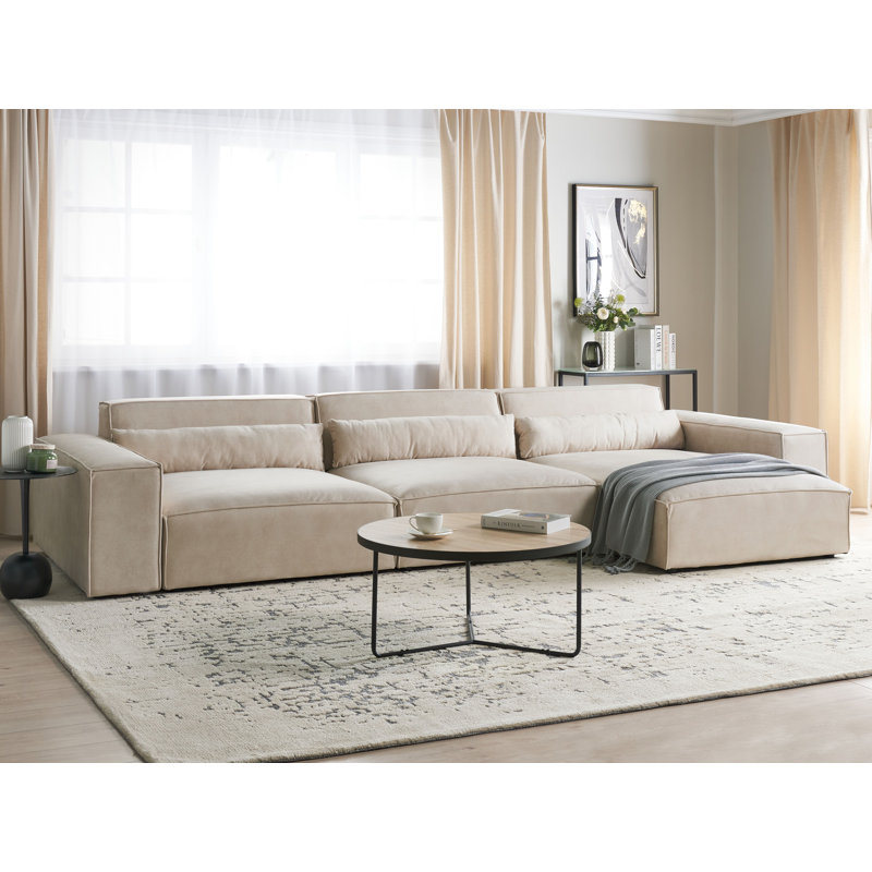 Boleslovas 3 Seater Sofa & Chaise, Beige, Left Hand Facing