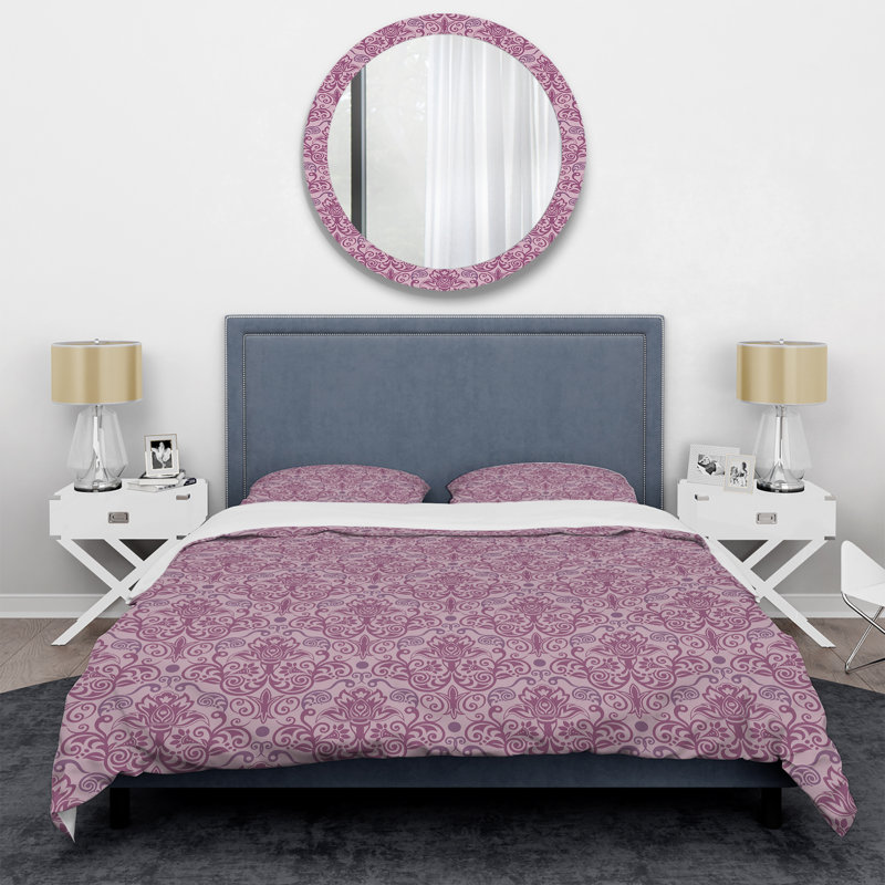 Ensemble de housse de couette en microfibre rose / rose foncé 3 pièces, Housse de couette pour grand lit et 2 taies décor