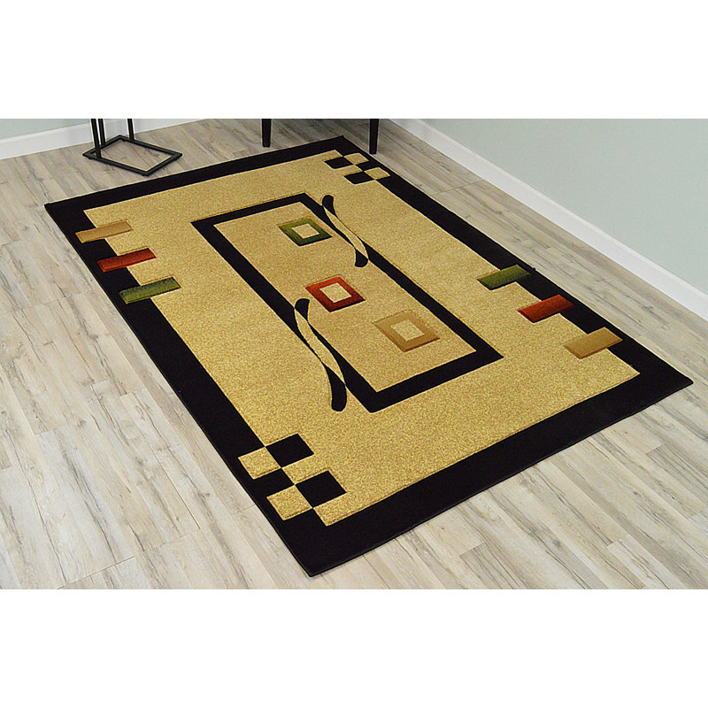 Tapis beige/noir sud-ouest Mccampbell, Rectangle 5 pi x 7 pi