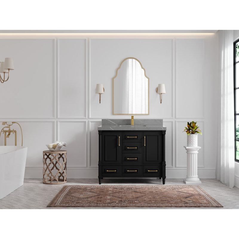 Aberdeen 42'' Single Bathroom Vanity with Top, Piatra Gray