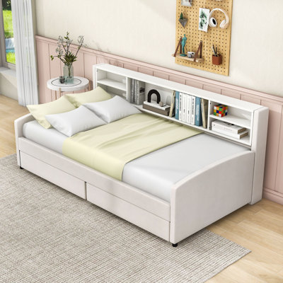 Evalynn Twin Upholstered Daybed with Storage and Drawers