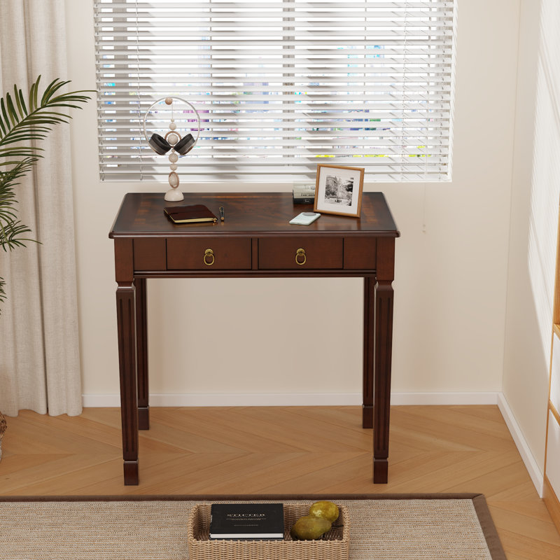 Wood Writing Desk with Storage Drawers   