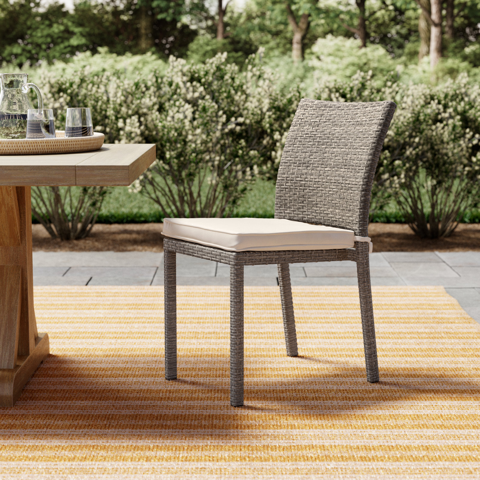 Alyisa Stackable Patio Side Chair, White Performance, Brown