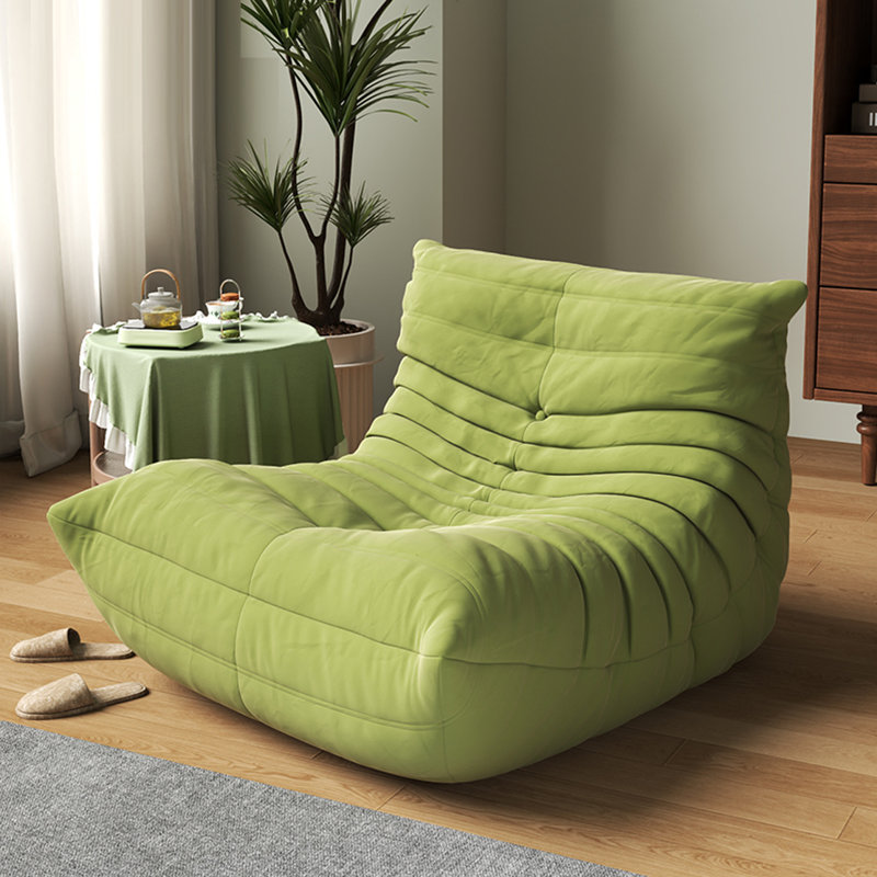 Canapé rétro paresseux chenille, Suède vert
