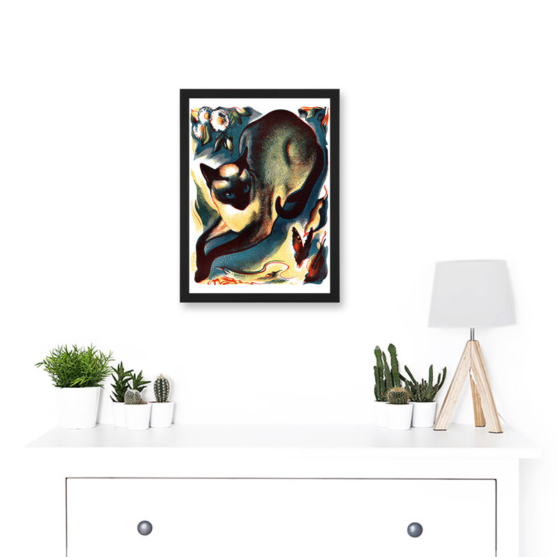 Siamese Cat Butterfly Animal - Single Picture Frame Painting