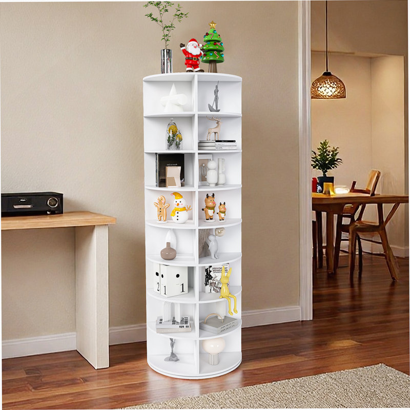 Rotating Shoe Rack Tower, 8-Tier Spinning Storage Organizer, Free Standing 360° Revolving Shoe Holder, Holds 32 Pairs Of Shoes (8-Tier, White)