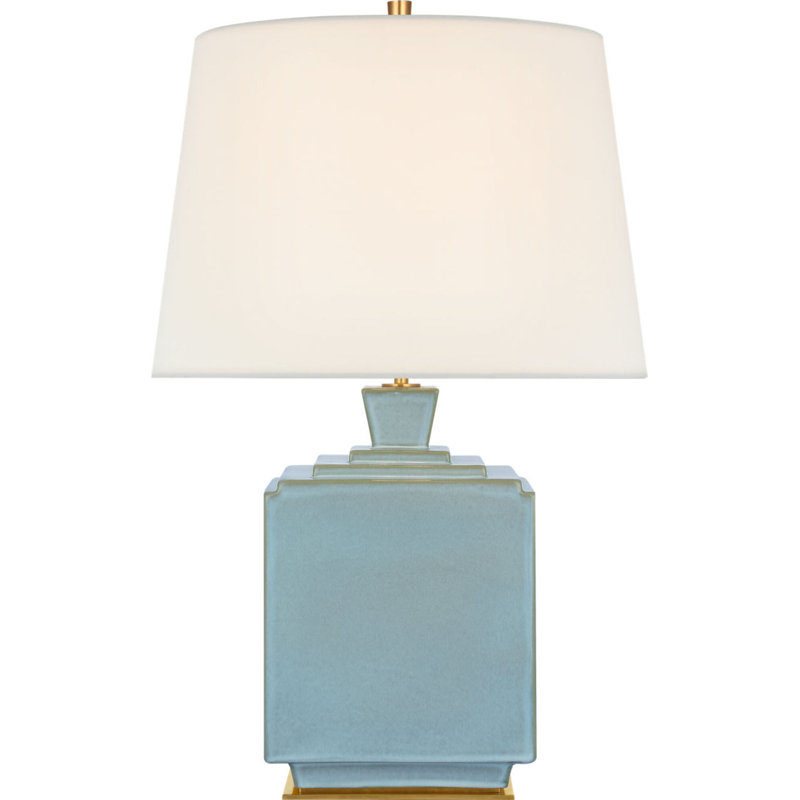 Meurice 27" Table Lamp with Linen Shade, Silk Blue