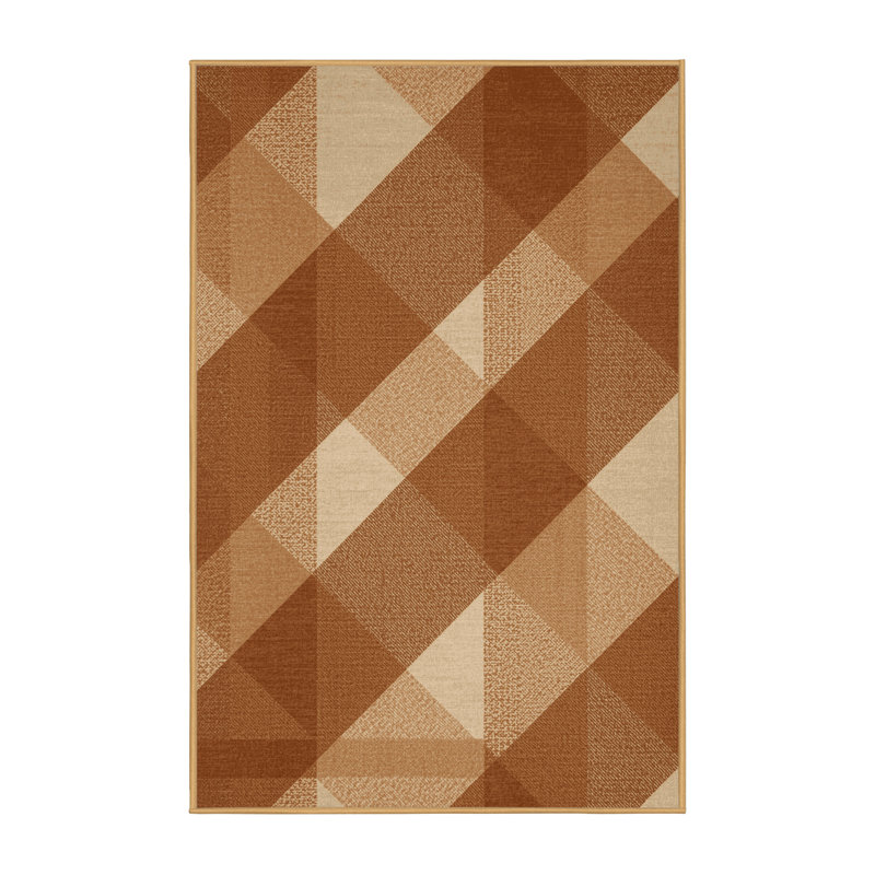 Tapis traditionnel en tissu écossais lavable à la machine Manhasset - brun clair, 6x9