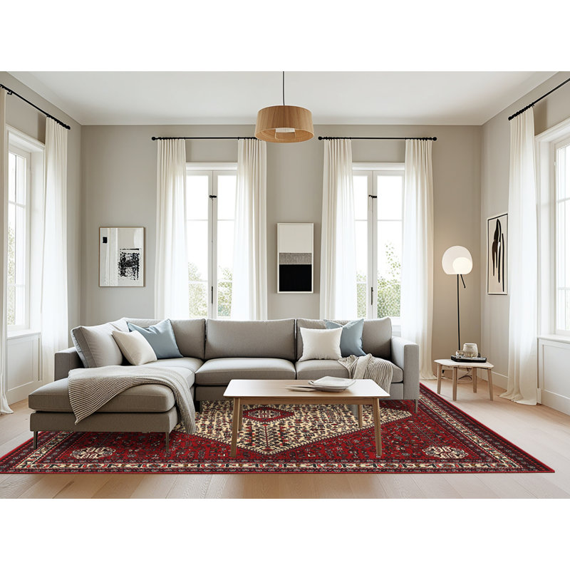 Tapis oriental rouge / ivoire, Rectangle 8 pi x 10 pi