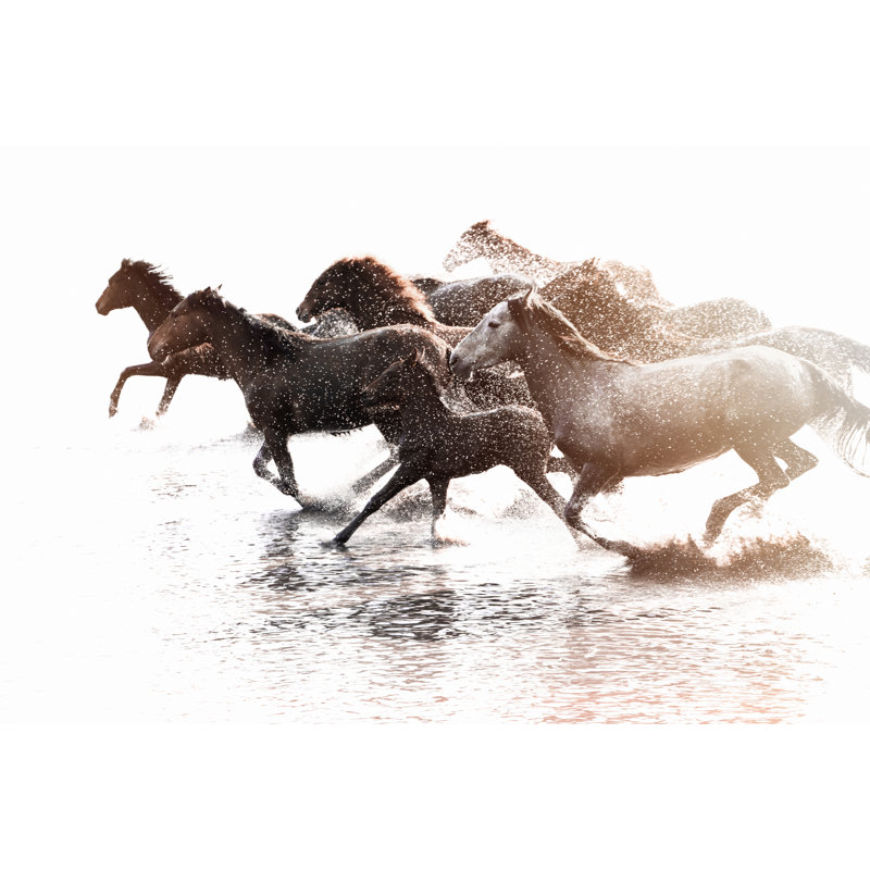 Herd Of Wild Horses by Tunart - Wrapped Canvas Print, 20cm H x 30cm W x 3.8cm D