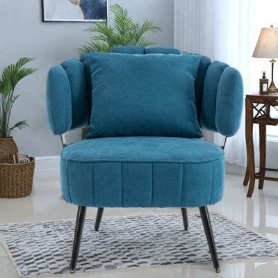 Pocket Coil Accent Chairs, Chenille Modern Steel Chair For Home