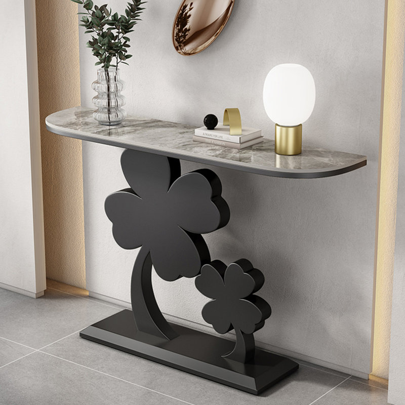 Console moderne et luxueuse, H 31,5 po x l 55,1 po x P 11,8 po, Noir, Gris