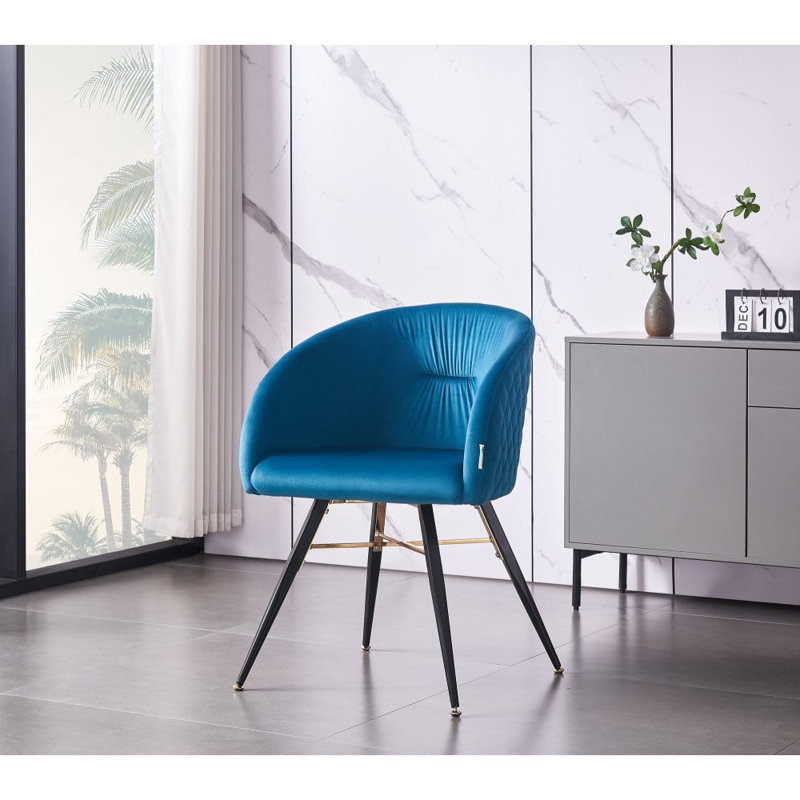 Goddard Mordern Tub Dining Chairs- Upholstered in Velvet, Cushion Padded With Metal Legs- Armchair Room Kitchen Living Room 