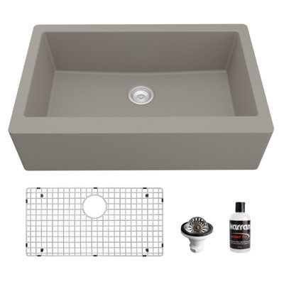 Ensemble d'évier de cuisine à tablier frontal simple à tablier frontal 34 po x 21 1/4 po Karran Quartz