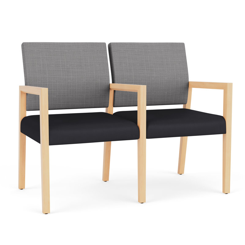 Structure en bois 2 places Brooklyn, Naturel, Gris Chambray / noir Patriot Plus