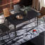 Eniel Rectangular Oval Sintered Stone Kitchen Dining Table With 4 Black Metal Legs-681673777-681673774-681673775