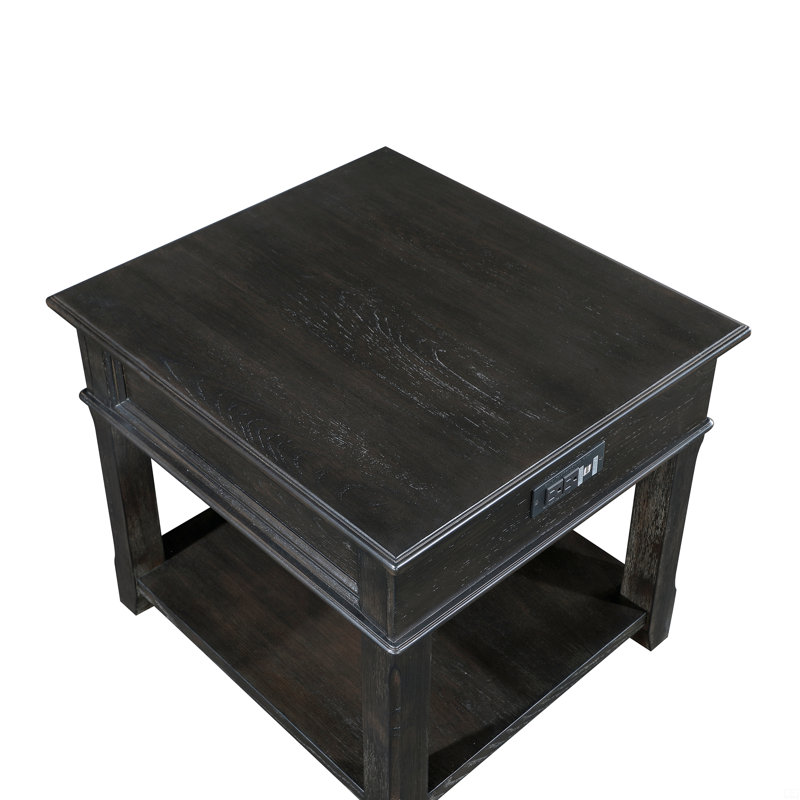 End Table With Drawer Shelf Charging Ports