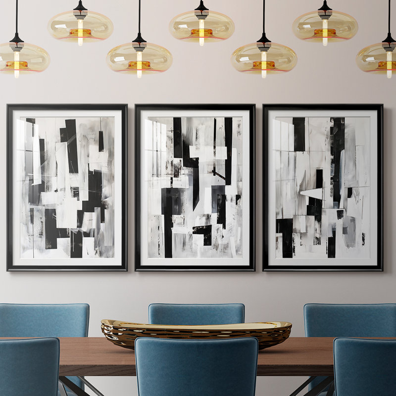 ABSTRACT Series XL - Impression encadrée de qualité supérieure sur mesure mat - 3 pièces
