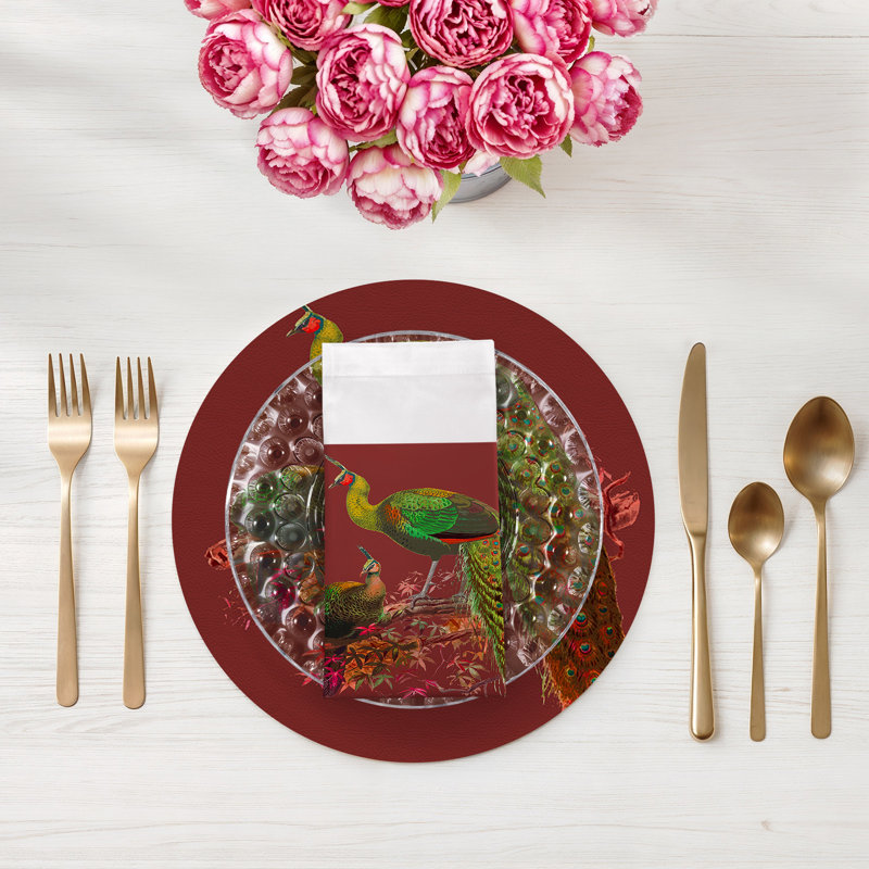 Family Pheasants Cotton Sateen Dinner Napkins, Maple