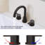 Robinet de lavabo de salle de bain surdimensionné en bronze huilé à 2 poignées à 3 trous et pivotant sur 360 ° à 3 trous avec bonde escamotable-118610644