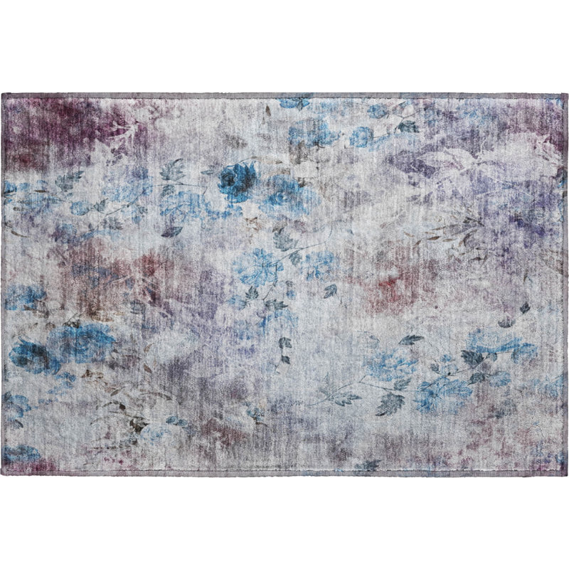 Premium Machine Washable Prisco Blue Rug, Rectangle 1'8" x 2'6"