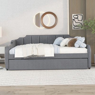 Upholstery Daybed With Trundle And USB Charging