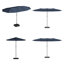 Parasol de patio à double face 15 pi x 9 pi avec base, lumières DEL optionnelles, parasol de marché extérieur avec sacs de sable et housse incluse