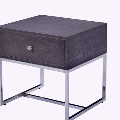 Table d'appoint avec rangement en chêne gris et chrome