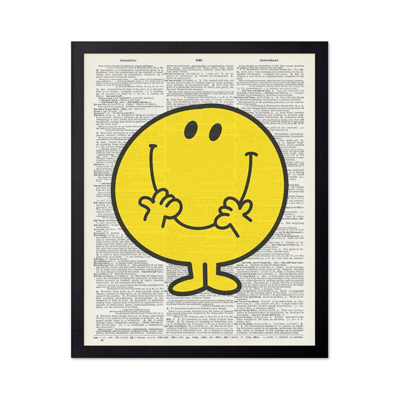 Mr. Happy, Black Framed, Poster, 11"H x 14"W